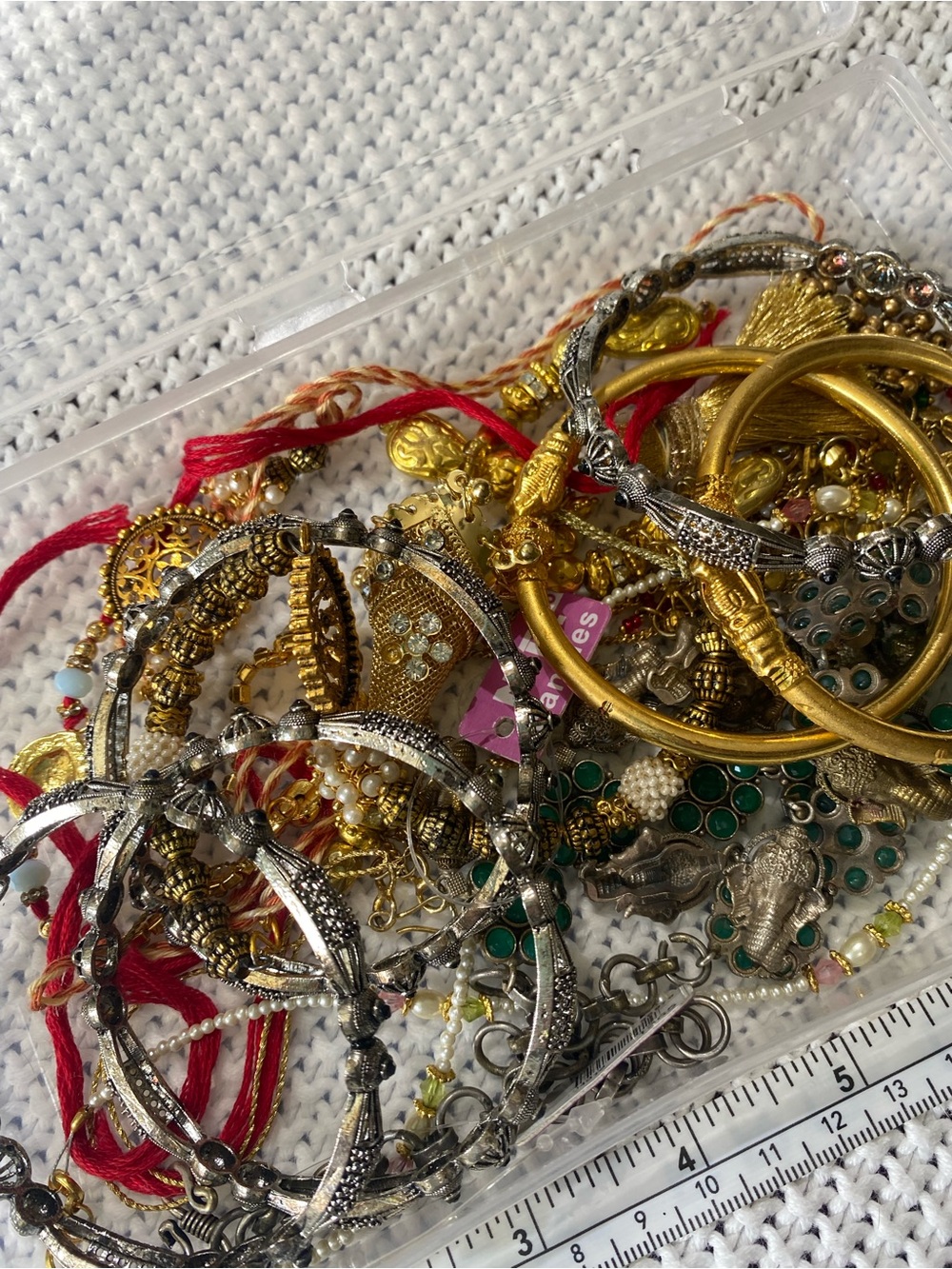 Bollywood Wedding Metallic Stash Women's Bangle necklace Charm Bracelets-